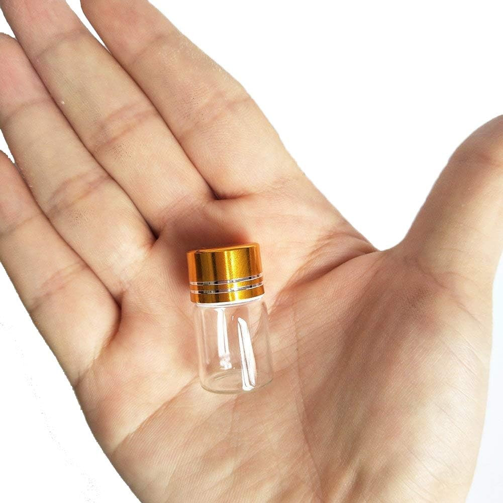 10pcs Mini Clear Glass Bottles Vials with Caps - 2ml 16x26mm 1/2 Dram