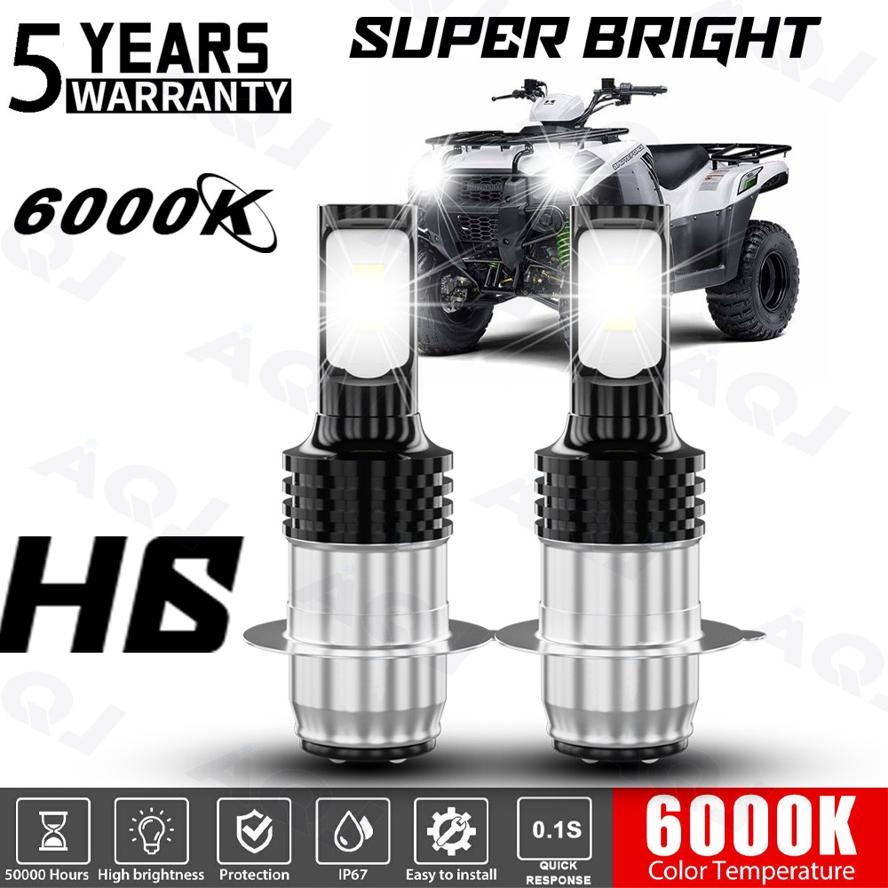 H6 For Kawasaki Prairie 300 1999-2002 Super White LED Headlight Bulbs 2X 6000K