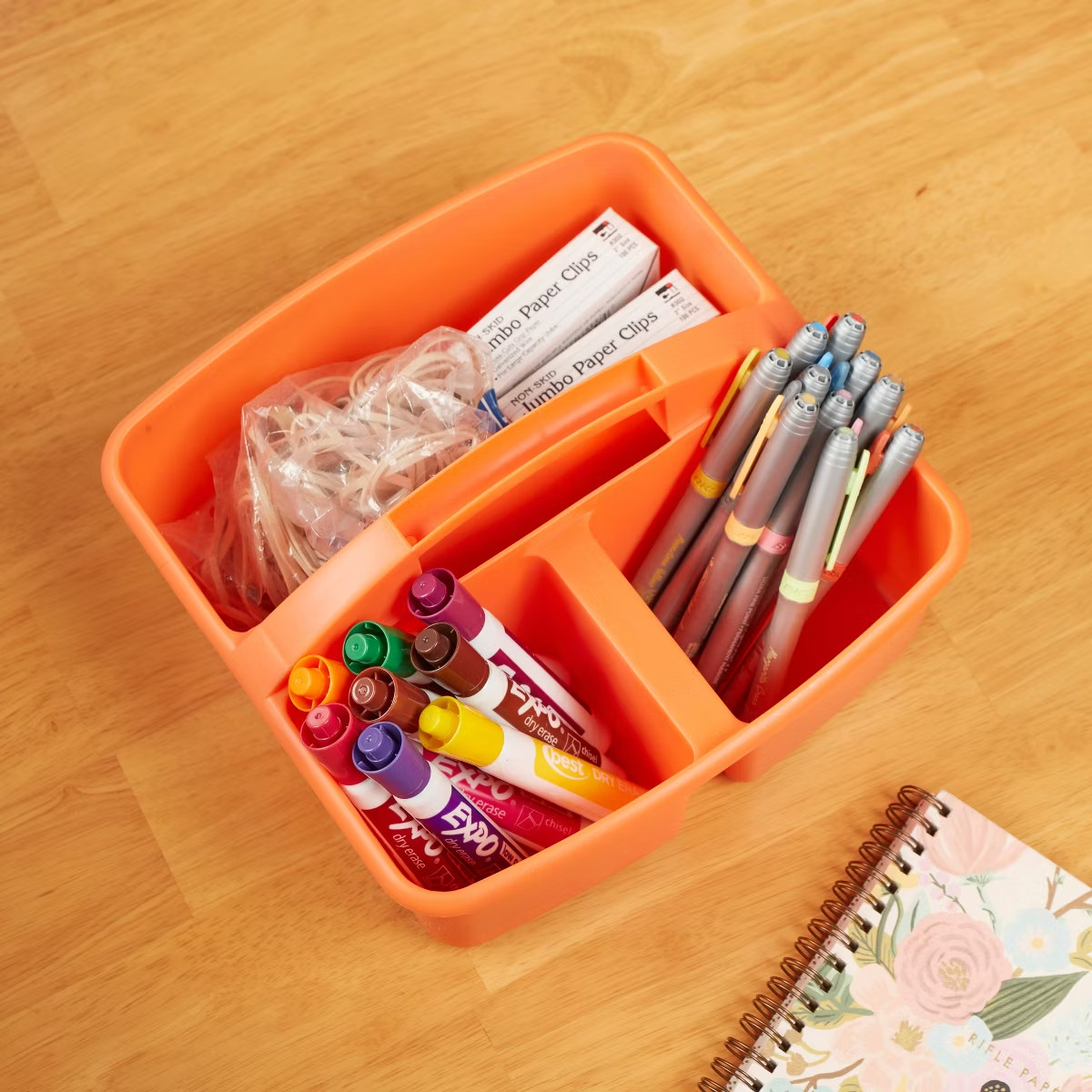 3-Compartment Small Plastic Caddy, Multipurpose Organization, Primary, 6-Pack