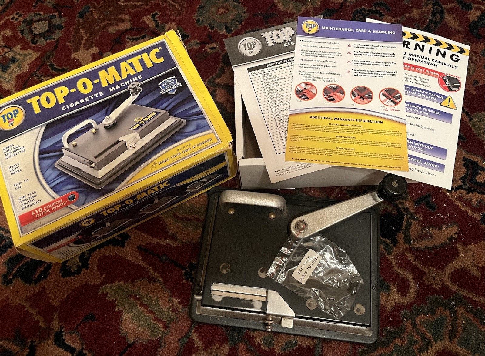 Original TOP-O-MATIC Cigarette Rolling Machine With All Original Manuls EUC