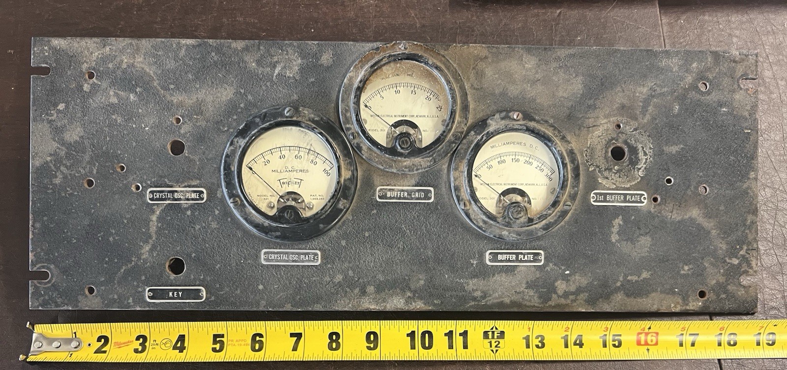 Vintage Commercial Radio (?) Front Panel with Panel Meters for parts or display