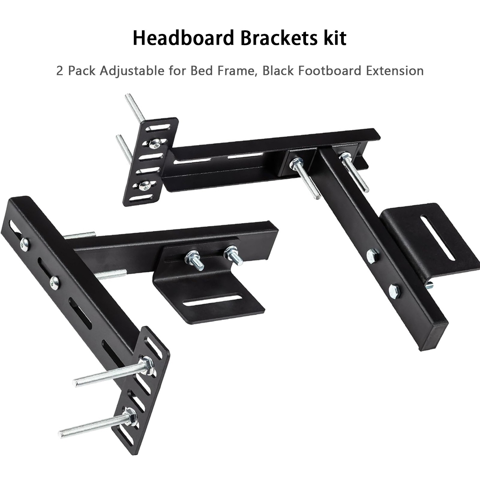 2 Pack Adjustable Headboard Brackets Extension for Bed Base, Frame Metal Kit