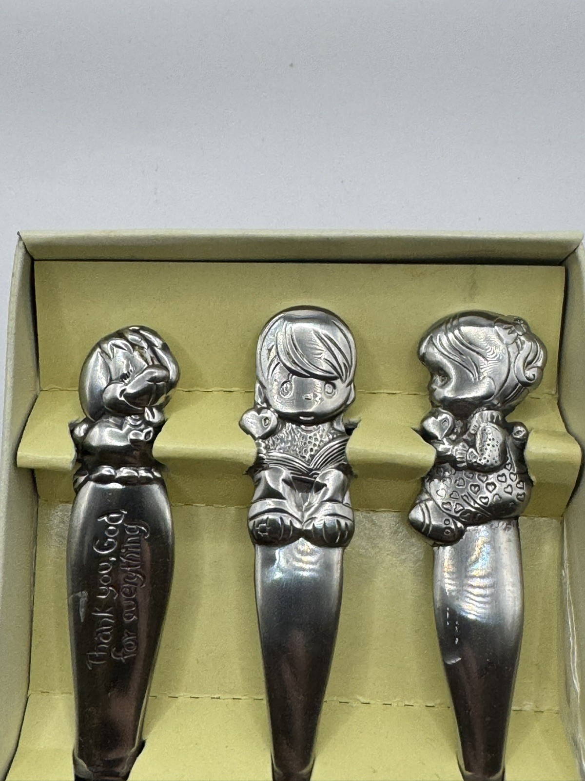 Vintage 1983 Precious Moments 3-Piece Child Flatware Set - Stainless Steel Japan