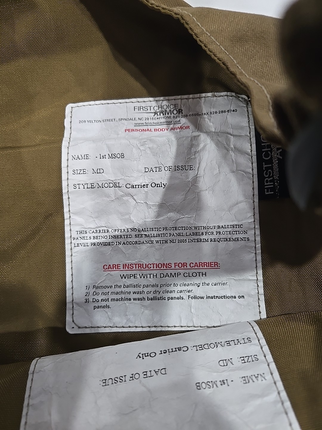First Armor Low Profile Carrier Coyote Brown Medium