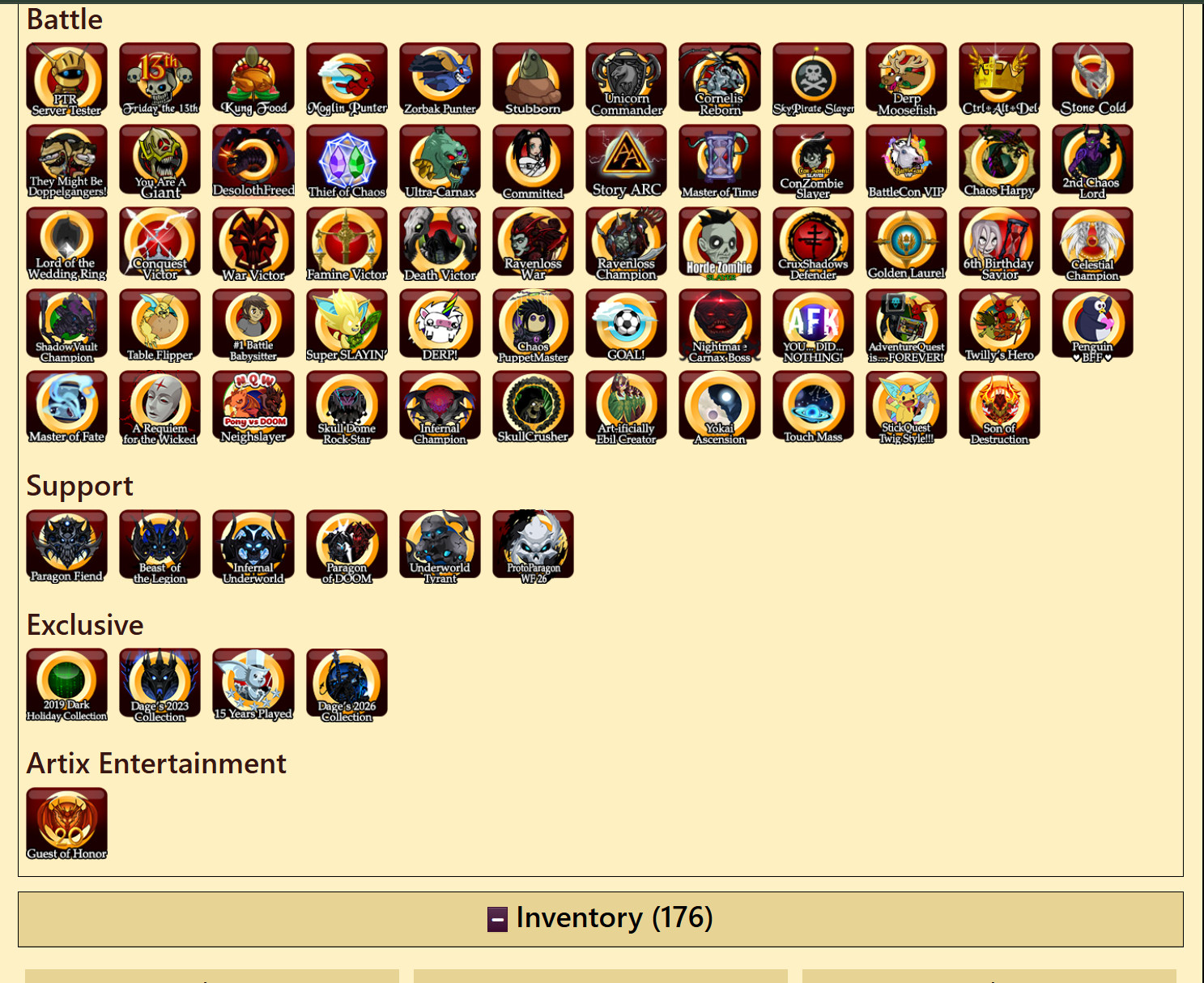 CONTA ENDGAME DO JOGO AQW (ADVENTURE QUEST WORLD)
