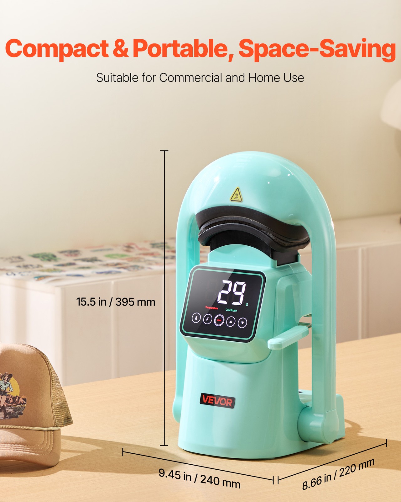 VEVOR Auto Hat Heat Press Machine with 2pcs Interchangeable Platens Touchscreen