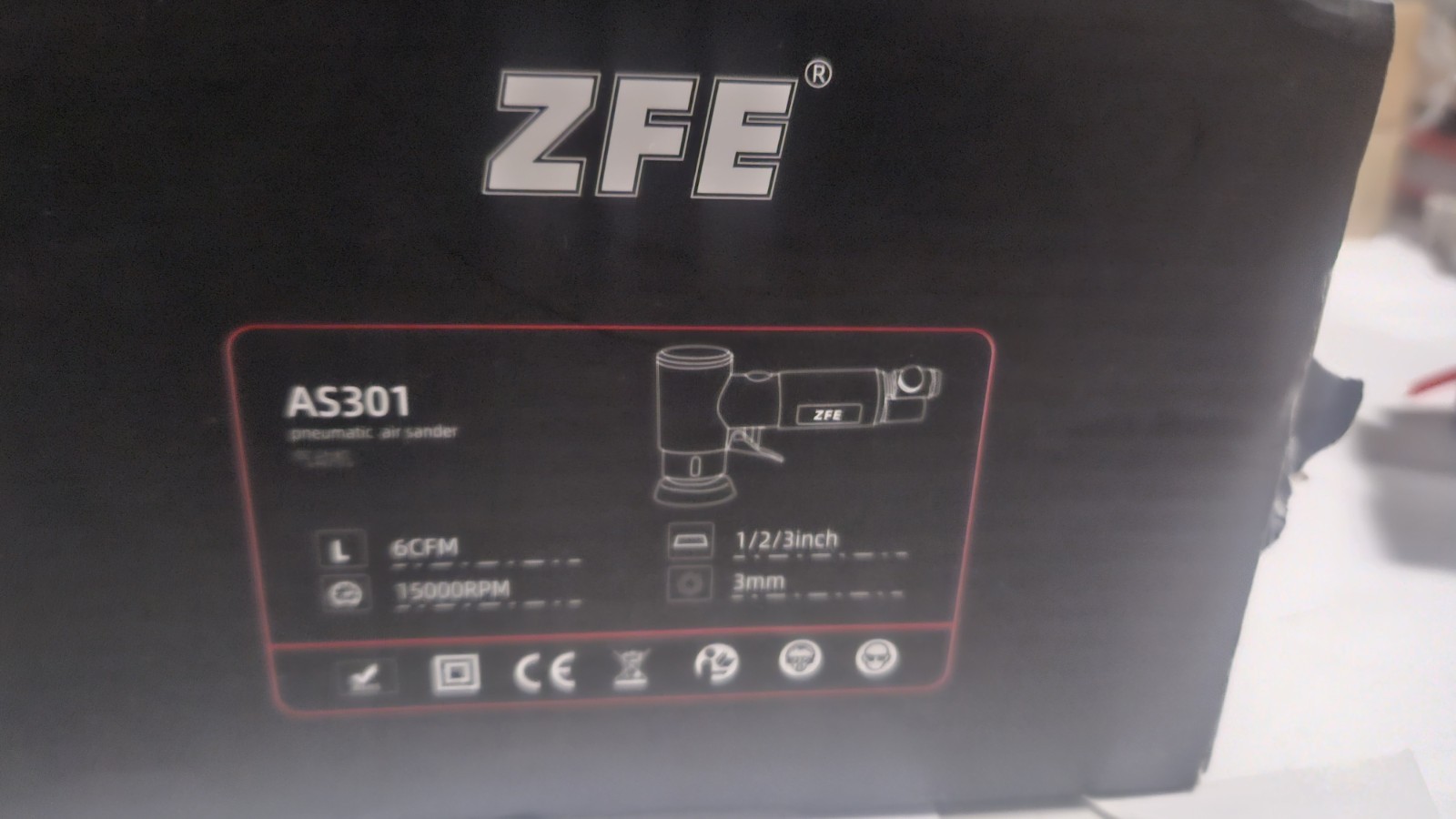 ZFE AS301 Pneumatic Air Sander 3mm Mini Orbital Polisher Kit 15000RPM w/ Pads