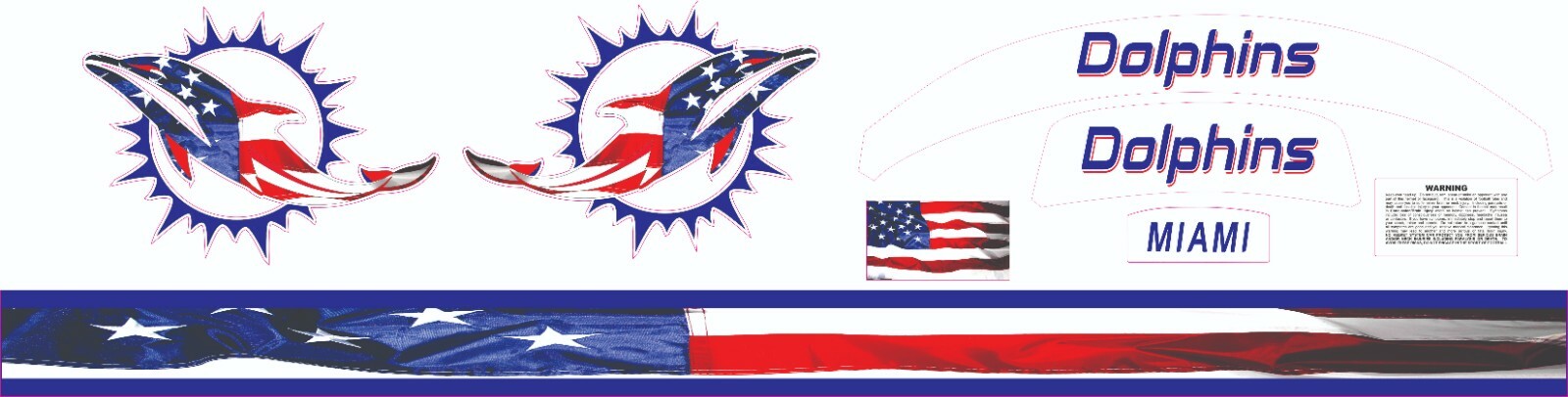 MIAMI DOLPHINS Flag Full Size Helmet Decals