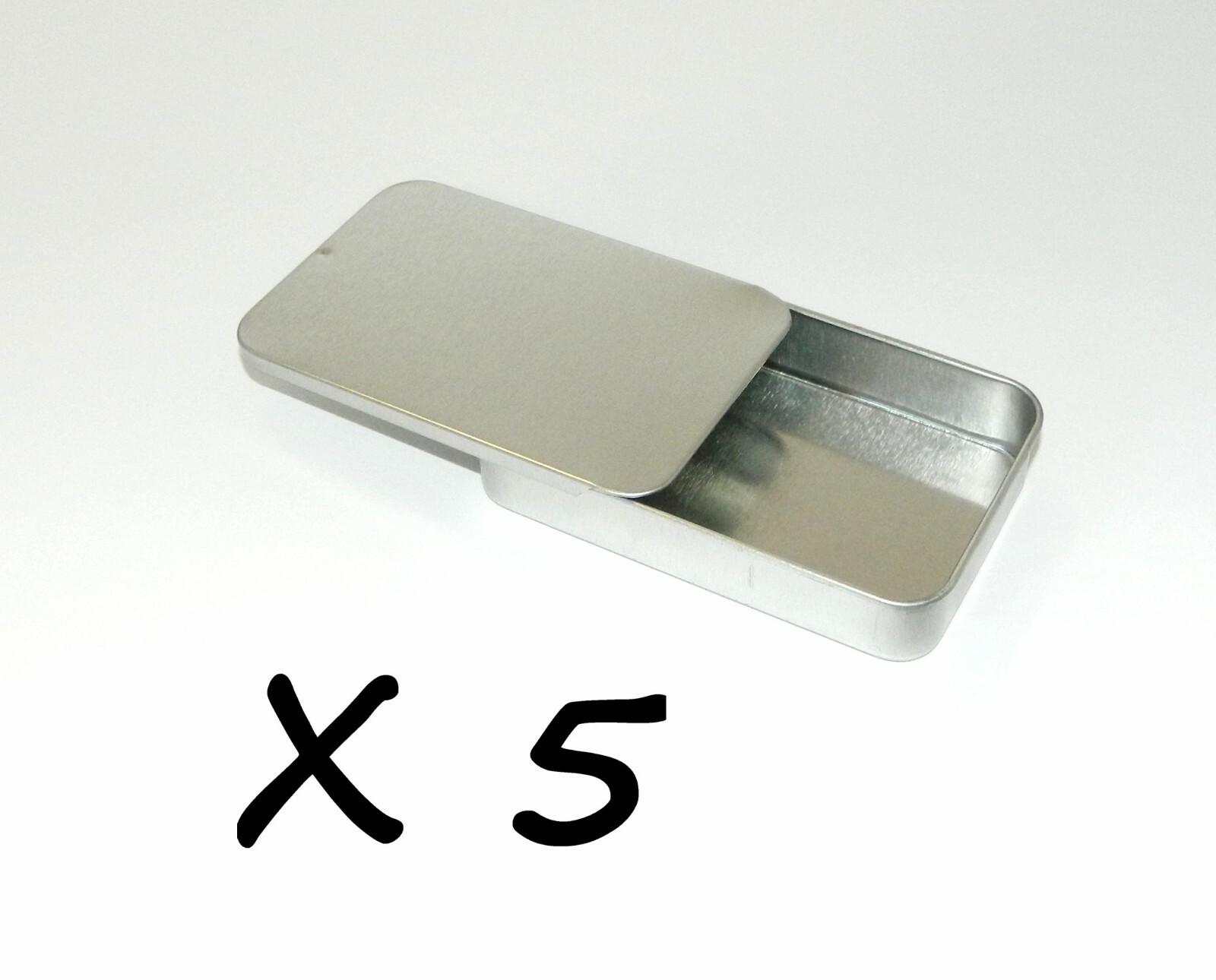 3 3/8 x 2 1/8 x 5/8 in Shallow Rectangular Slide Top Lid Tin Box Container x 5