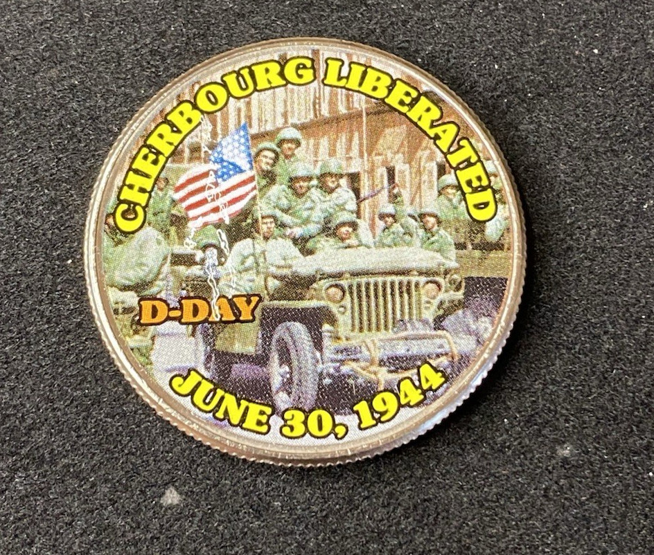 Colorized Kennedy Half Dollar D-Day Cherbourg Liberated Free Shipping