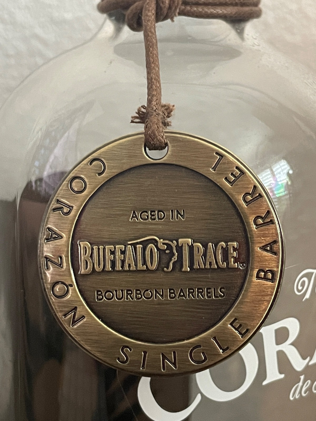 Corazon Tequila Buffalo Trace Medallion and Empty Anejo Bottle and Stopper