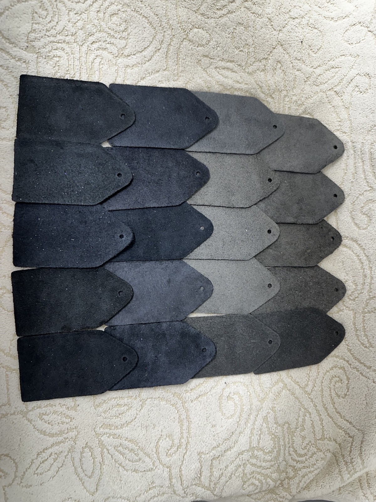 20 Black 20 Grey (40 Total) Leather Tags - Scrap Leather