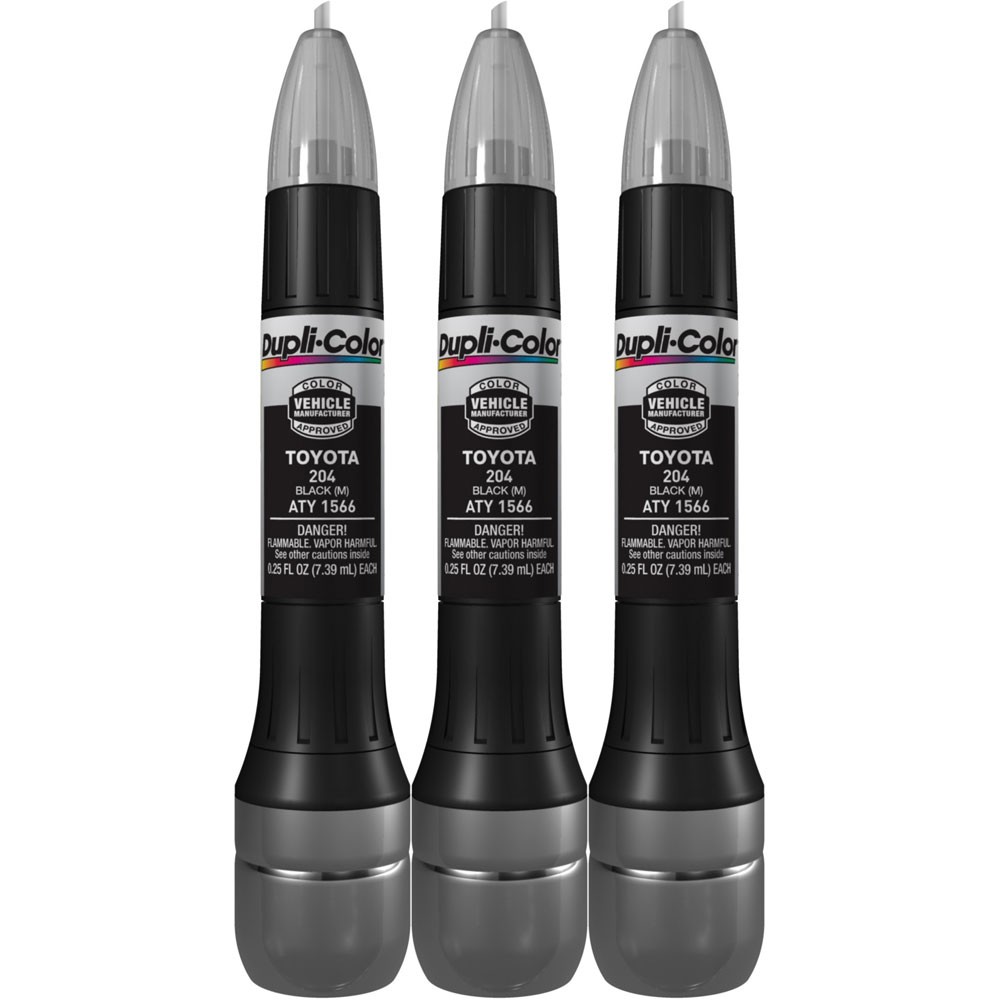 Duplicolor ATY1566 (3-Pack), Scratch Fix Paint Pen Toyota 204, Metallic Black