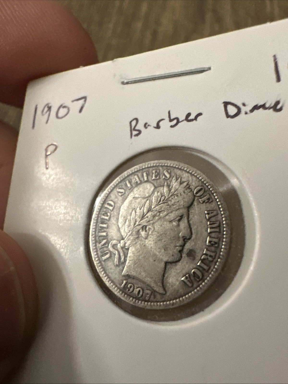 1907 10C Barber Dime Nice Eye Appeal