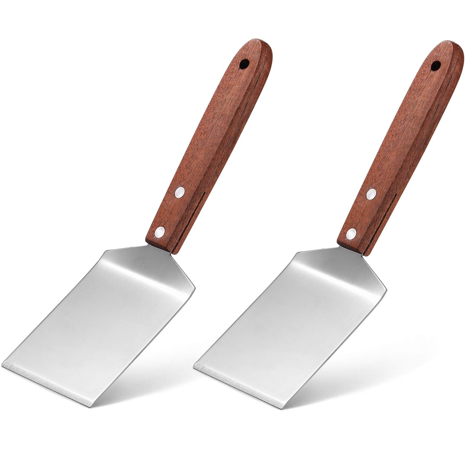 Newtay 2 Pieces Small Brownie Cookie Spatula Metal Stainless Steel Wooden Handle
