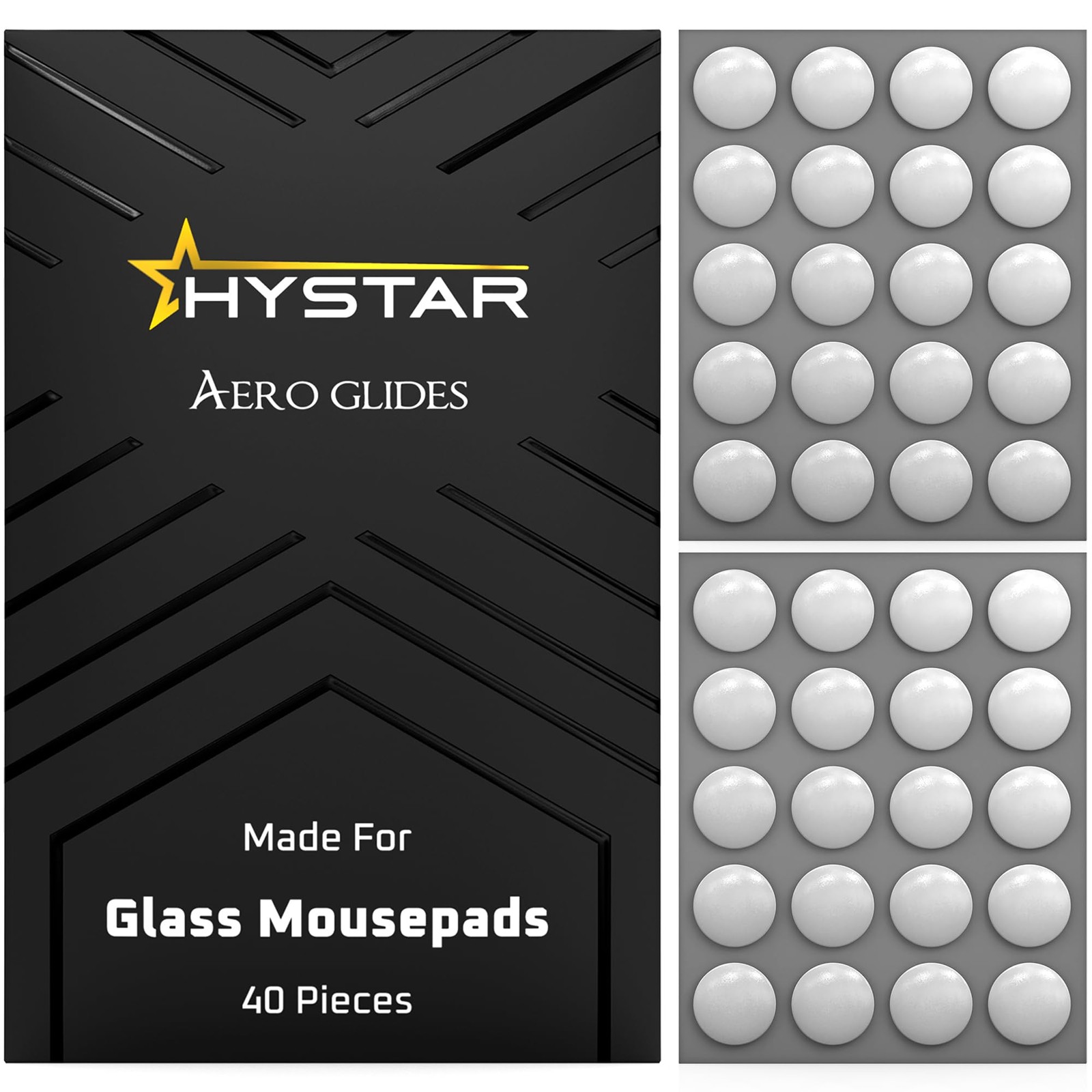 Hystar® Aero Glides | 40 Dot Mouse Skates for Glass Mousepad | High-Density PTFE
