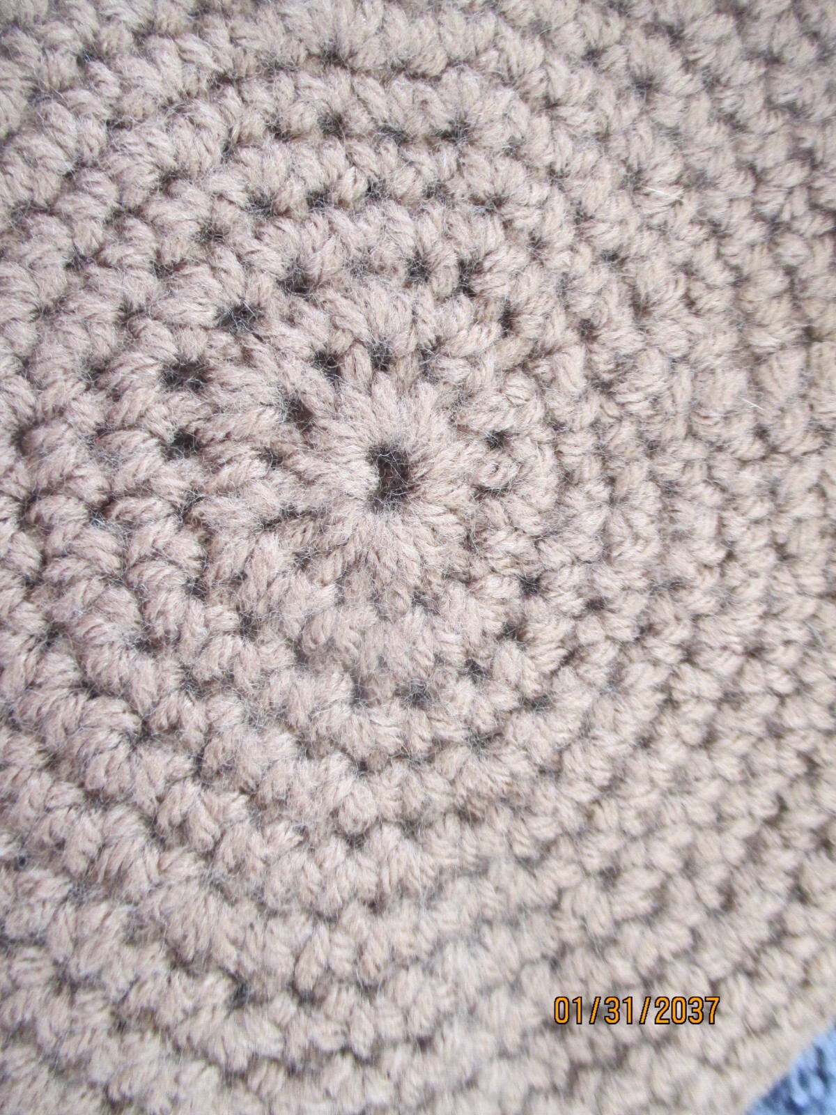 Crocheted Newsboy Cap Medium BROWN w/ Strap 100% Acrylic Teen or Adult Size