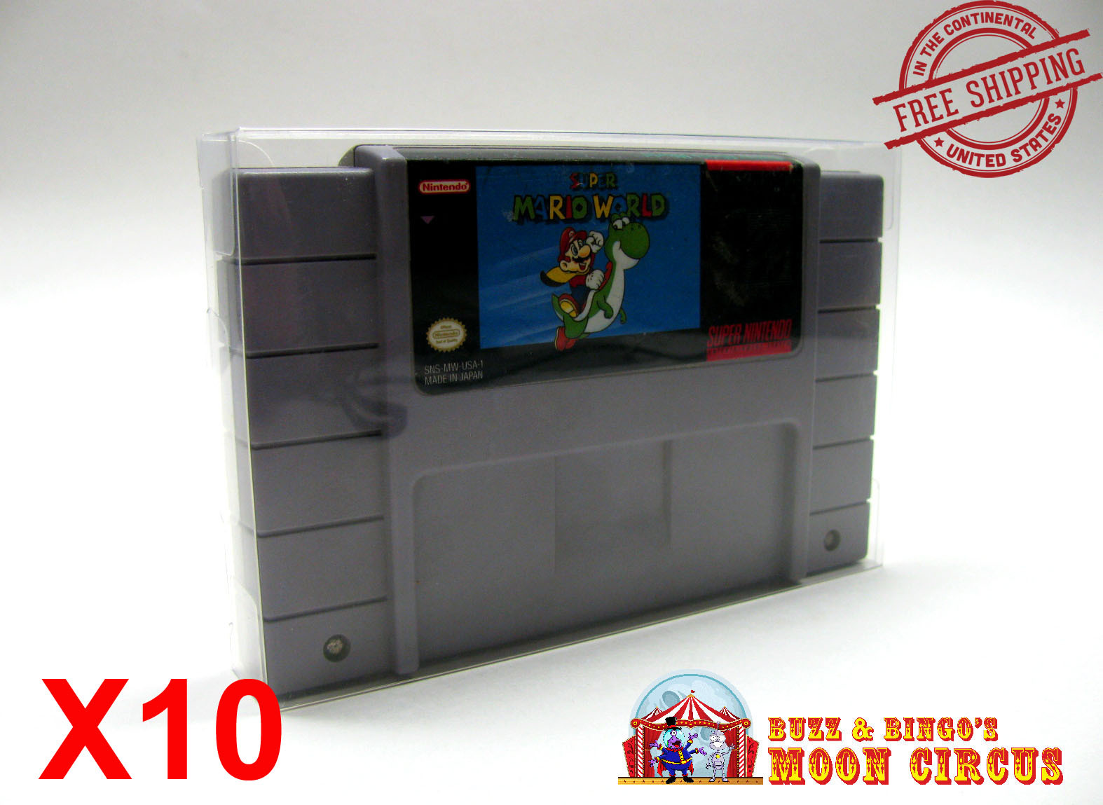 10x SUPER NINTENDO SNES CARTRIDGE - CLEAR PROTECTIVE GAME BOX SLEEVE CASE