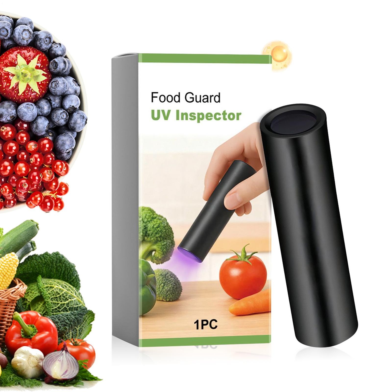 UV Black Light Flashlight Portable UV Flashlight for Vegetables Detector