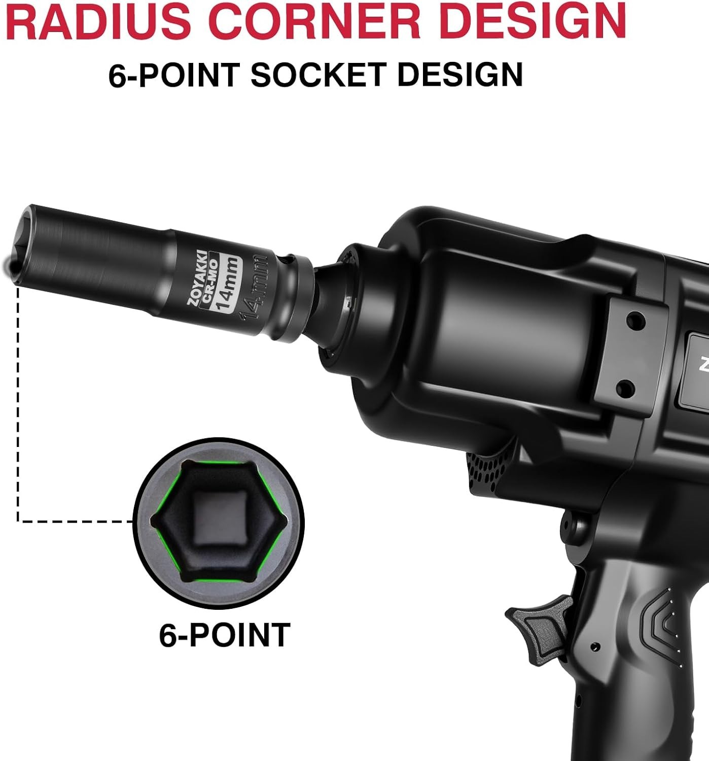 Professional 1/2" Drive 14mm Impact Socket - Durable CR-MO Construction