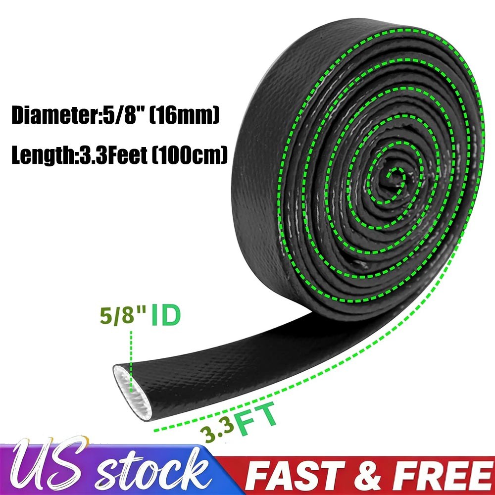 5/8"ID Heat Shielded Fire Thermo Armor Fire Sleeve Silicone Coated Fiberglass #S