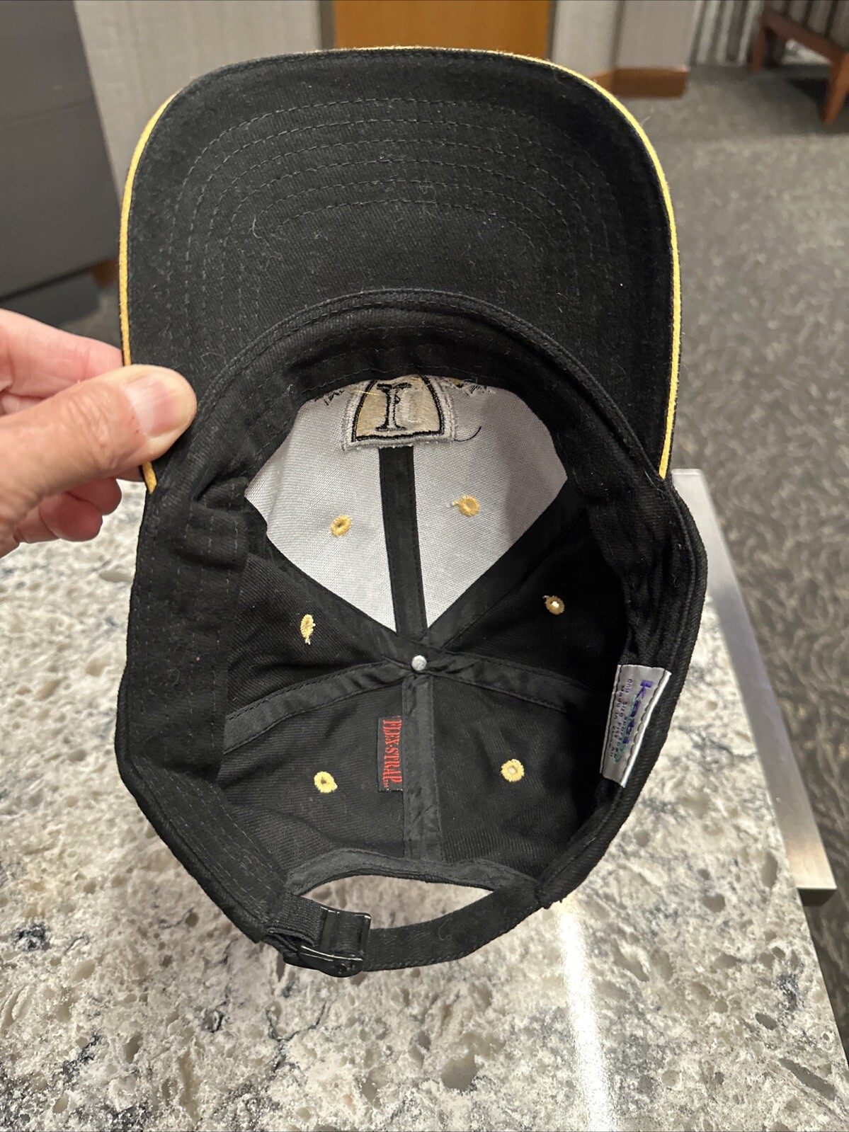 IC University Gold and White and Gray Logo on Black Hat Cap NWT Strap Buckle