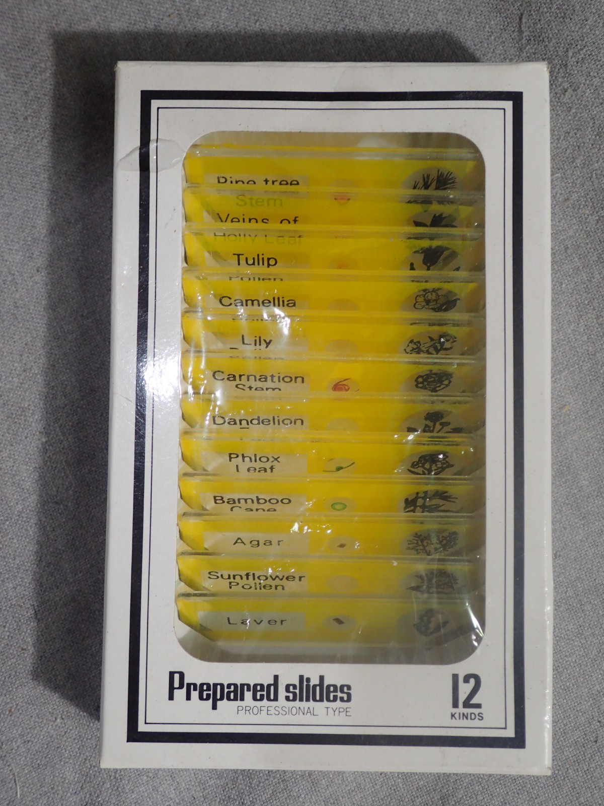 Prepared Microscope Slides Set of 12 Biology Specimens NEW Japan