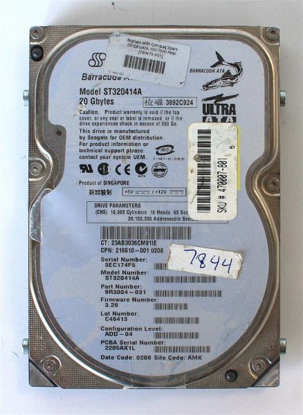 20gb uata 100/7200 prm 180472-001, 216610-001, st320414a, 9r3004-031, fw: 3.28