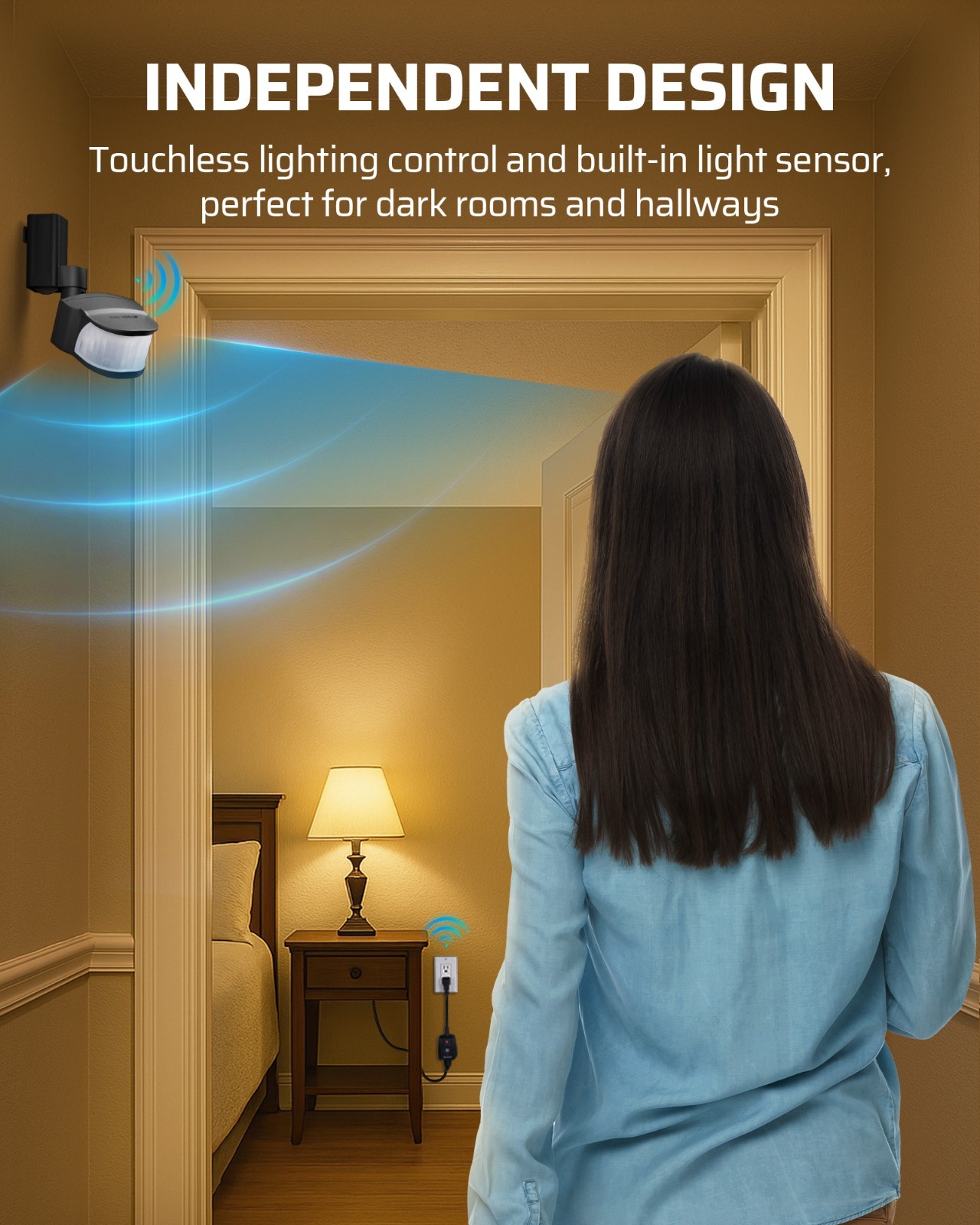 DEWENWILS Motion Sensor Plug Outdoor 50FT Detection 4 Modes Weatherproof
