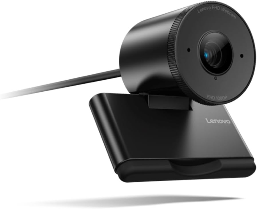 Lenovo FHD Webcam 1080p Full HD AI Dual Noise-Cancelling Microphones (Black)