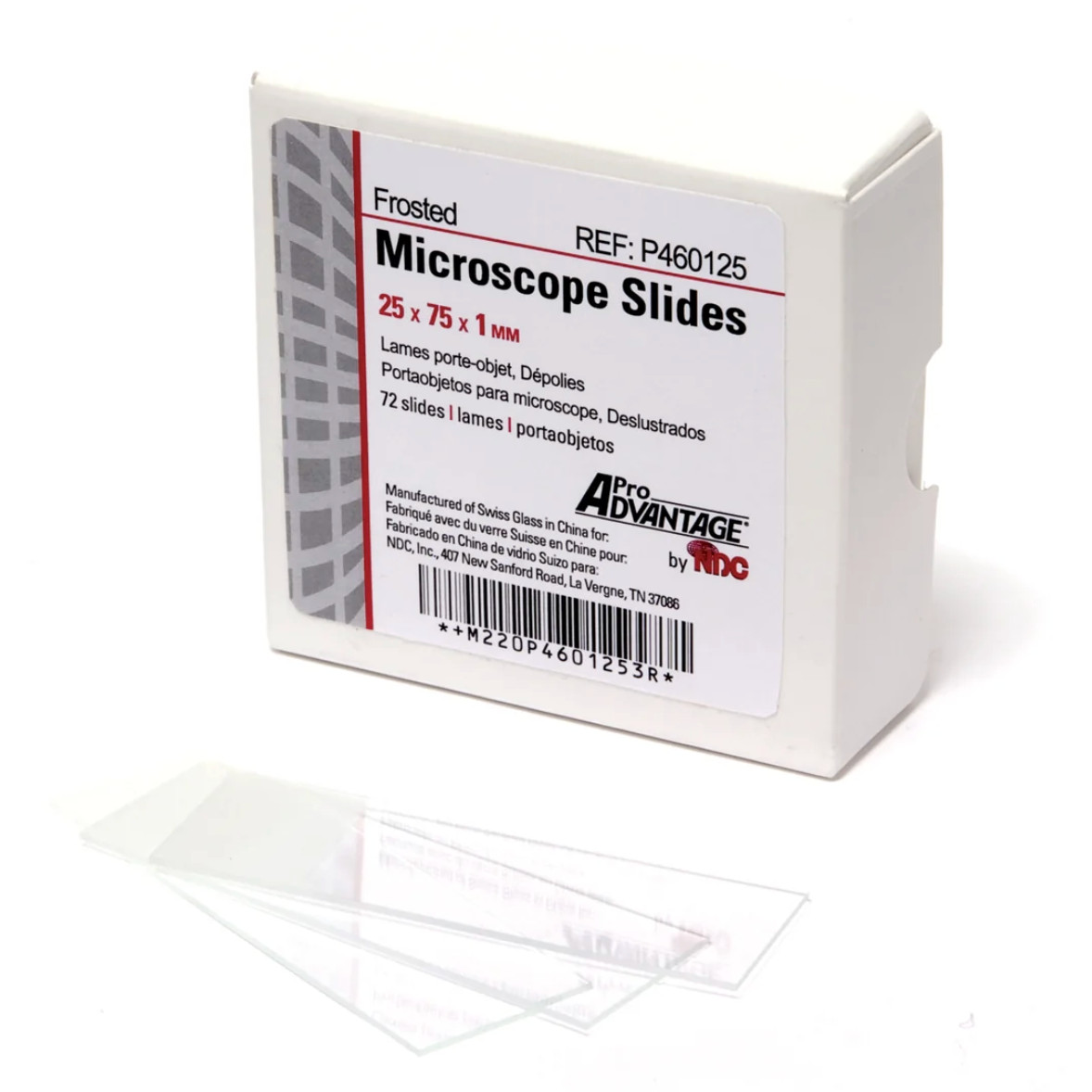 Pre-Cleaned White Frosted Microscope Slides with Ground Edges - Box of 72