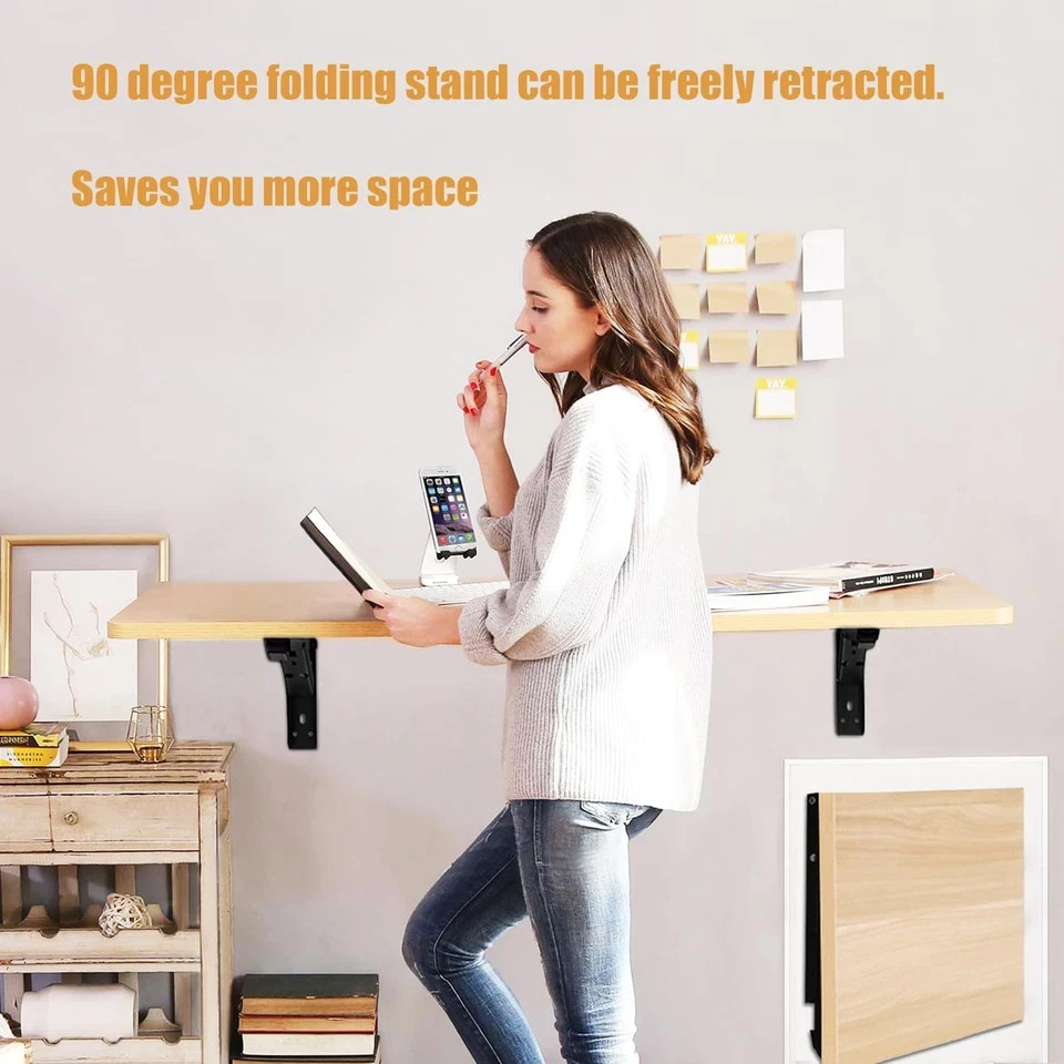 Wall Table Fold down Hinge,90 Degree Self-Locking Folding Hinge,Save Space Drop