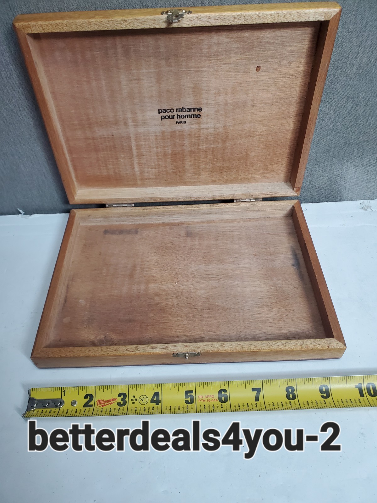 Wooden Box Labeled Paco Rabanne Pour Homme
