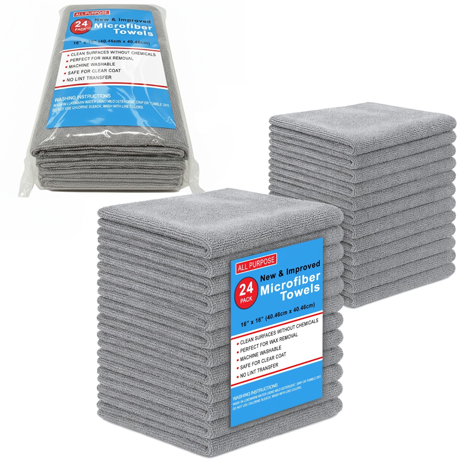 Microfiber Cleaning Cloth Set Of 24 Towel Rag Car Polishing Detailing No-Scratch