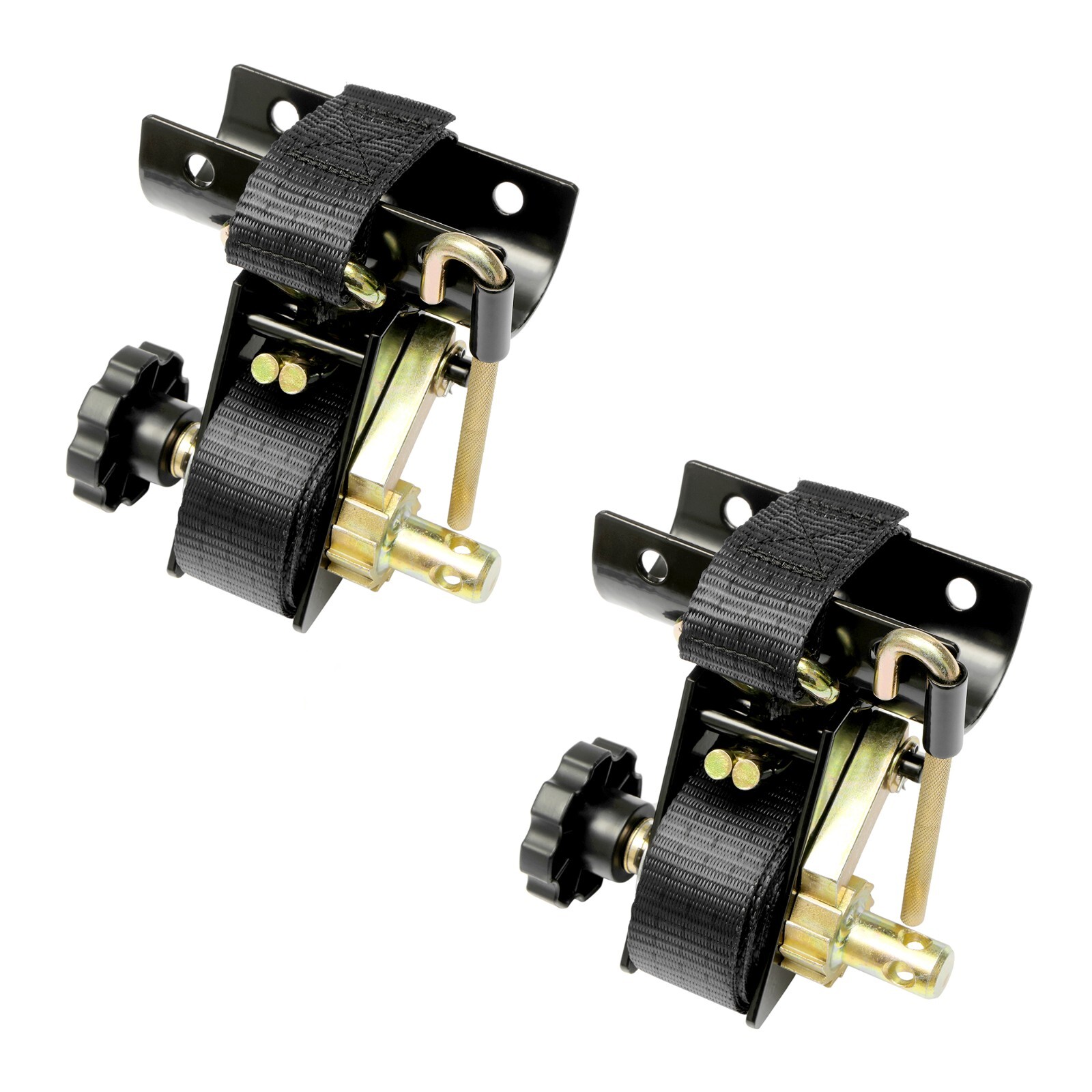 2X Ladder Rack Ratchet Straps w/ J-Hook 1.5"W x 7.5"L For Round Tube Mount Truck