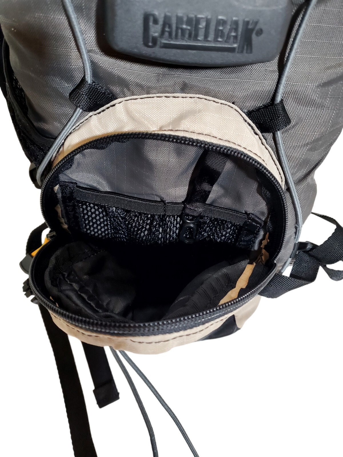 Camelbak LOBO Hiking Padded Backpack Black Tan with Hydration Pack Rip Stop GOOD