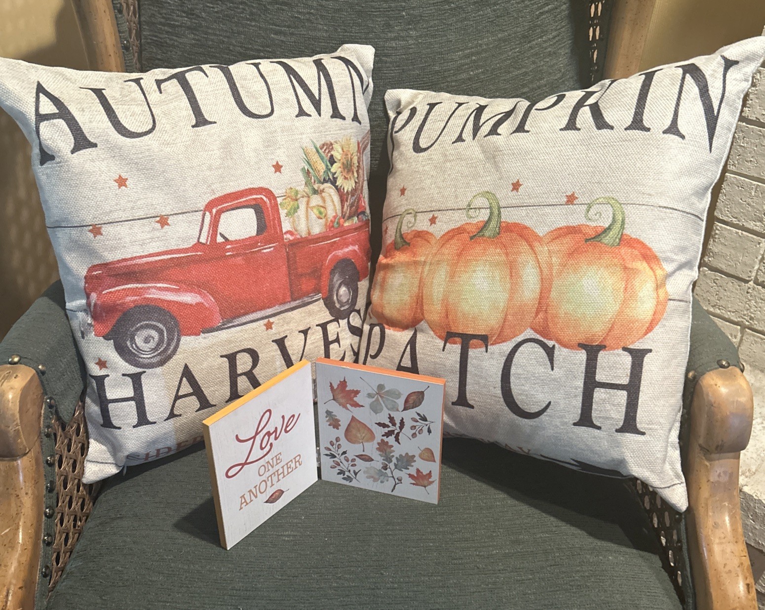 2 Autumn Throw Pillows And Love One Another Autumn Sign