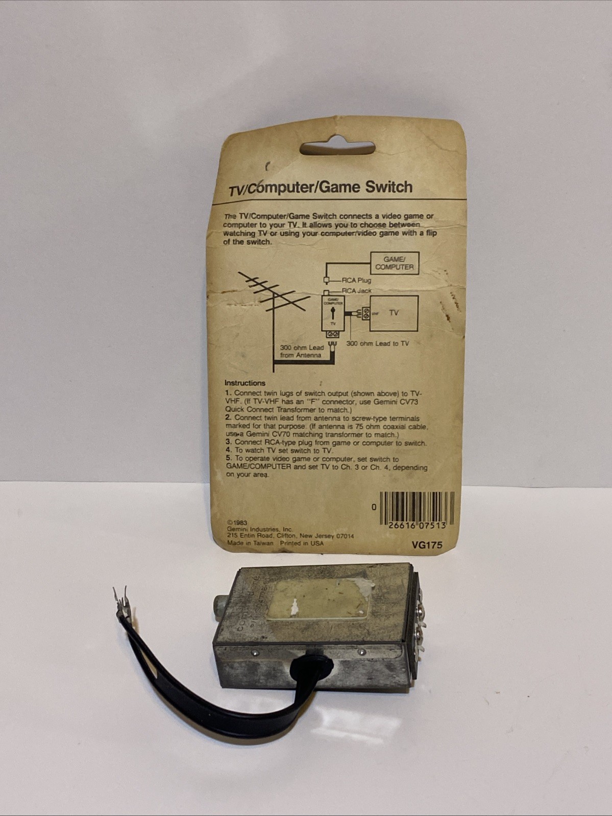 TV Computer Game Switch, Dual Input 1983 Gemini VG175. VHF switch. Atari Switch.