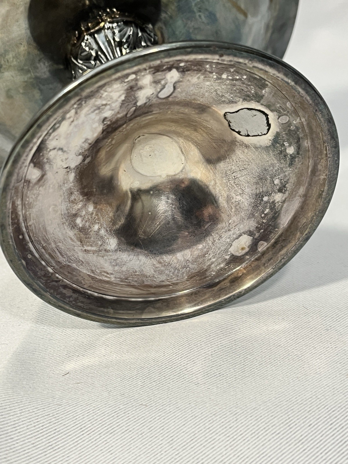 Reed & Barton 141 Red Enamel on Silverplate Footed Compote Dish