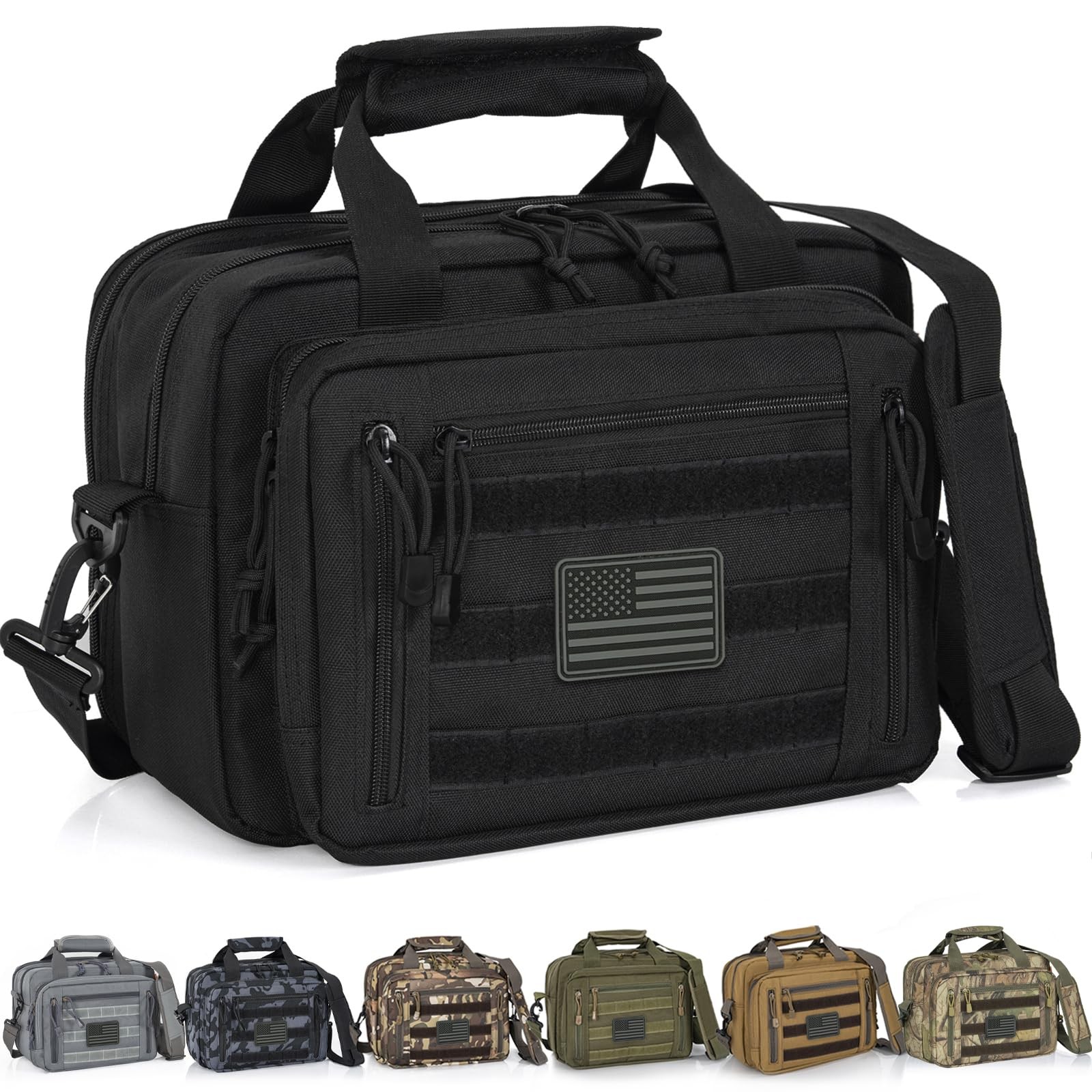 Gun Range Bags For 2 Pistols 6 Magazines, Pistol Case Carrying Shooting Bag w...