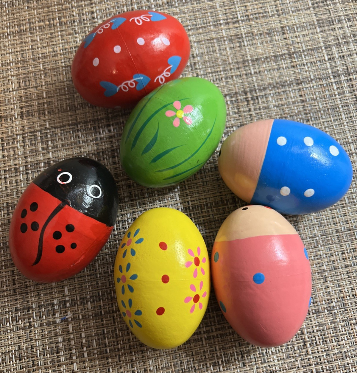 6 Pieces Easter Wooden Eggs  Shakers Musical Instruments  Decorations Percussion