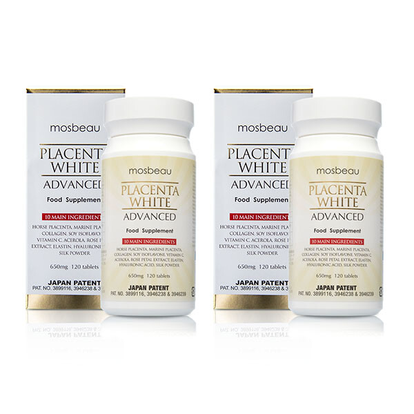 2x MOSBEAU Placenta White Advanced Supplement 120 Tablets / 650mg