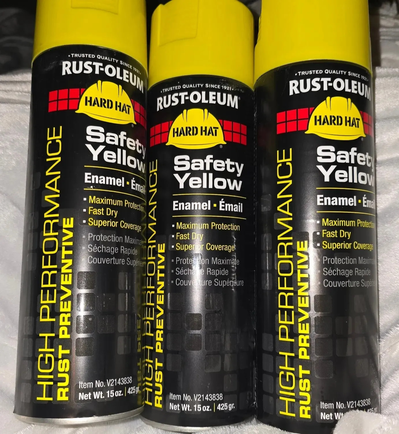 3 Pack Rust-Oleum Hard Hat Rust Preventive Enamel Spray Paint Safety Yellow