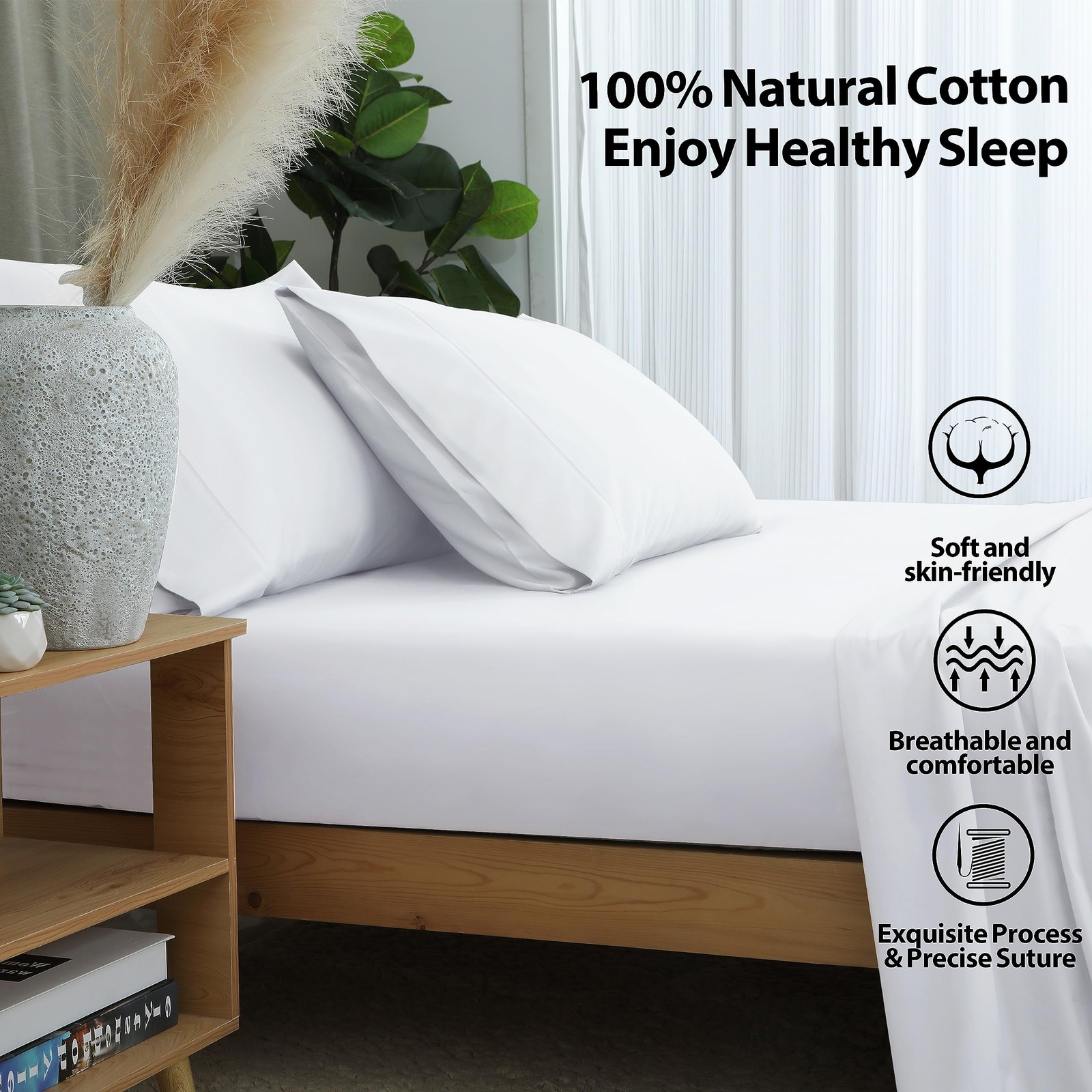 100 Egyptian Cotton 400 Thread Count Full Size Sateen Fitted Sheet Only 15