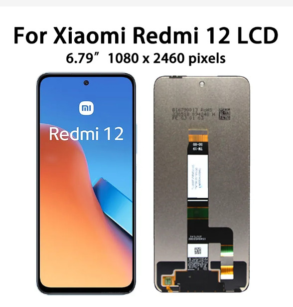 For Redmi 12 LCD Display Touch Screen Digitizer Glass Panel Complete Replacement