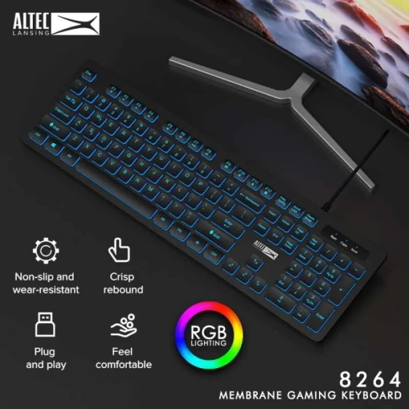 Altec Lansing ALGK8264 USB Wired Gaming Keyboard membrane 3 color RGB
