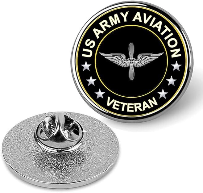 Silver US Army Aviation Veteran Lapel Pin Veteran Tie Suit Shirt Pinback