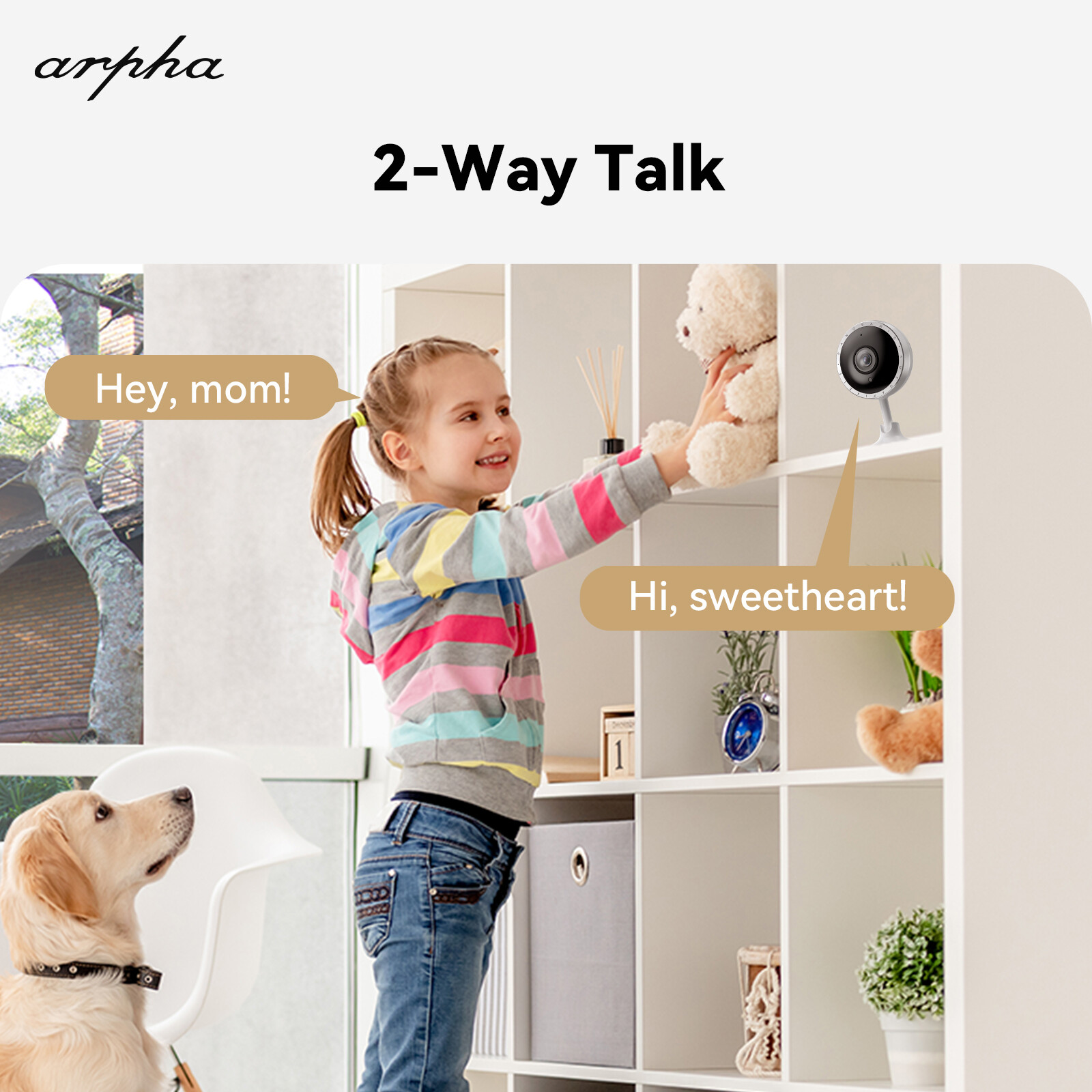 ARPHA 2K Indoor Security Camera WiFi Motion Sound Detection IR 2-Way Talk 2Pcs