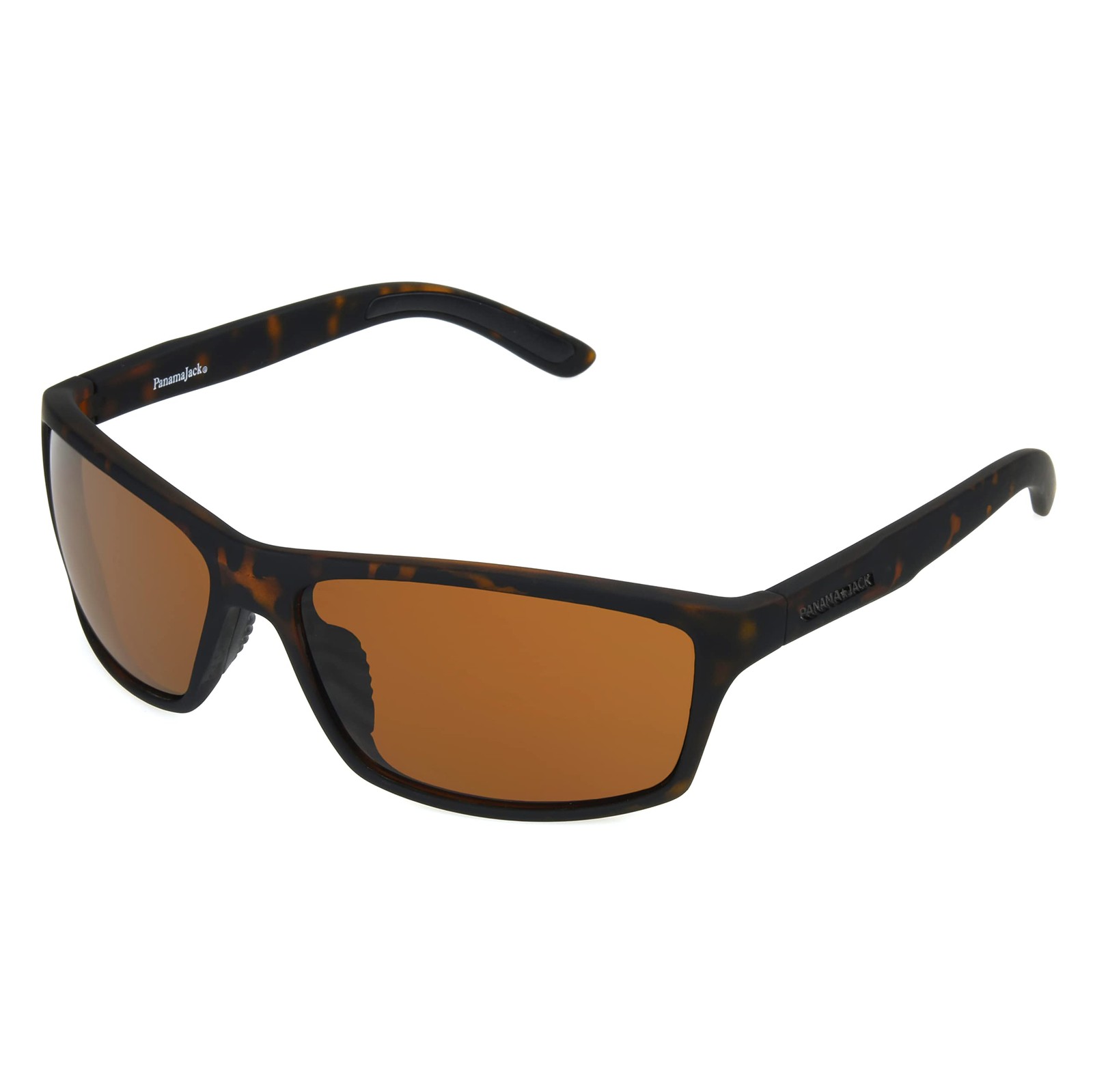 Panama Jack Men's Rubber Tort Wrap Sunglasses, Tortoise, 54 54mm, Tortoise