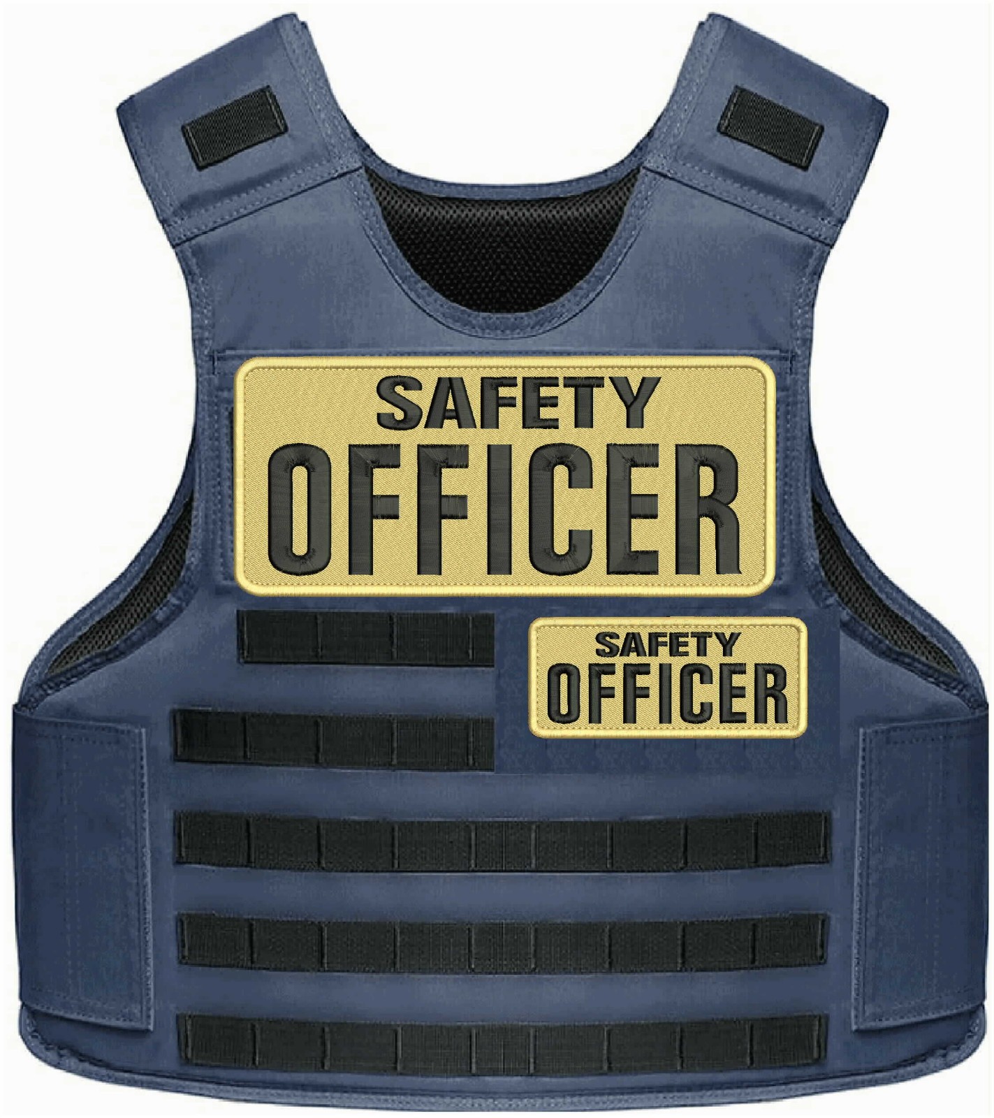 Safety Officer 2 Embroidery Patches 10x4 And 5x2 Hook On Back Black On Tan